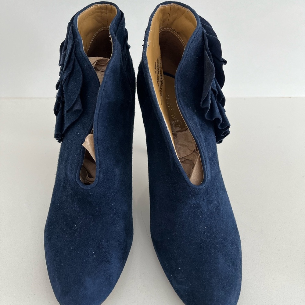 Nine West Blue Ankle Booties with ruffles